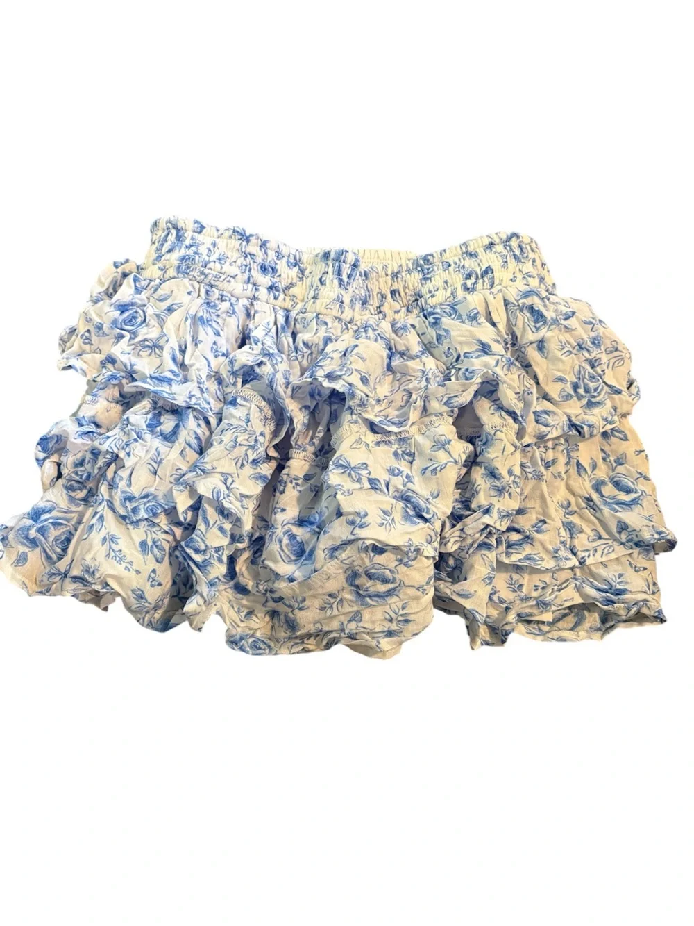 Hollister mini floral tiered skirt / skort with pockets, size S and EUC